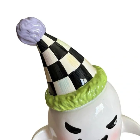 MacKenzie Child Trick or Treat Ghost Figurines Set of 2 Party Hats Black White